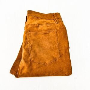 Good American Good Waist Tobacco Faux Suede Leather Denim Pants Size 16